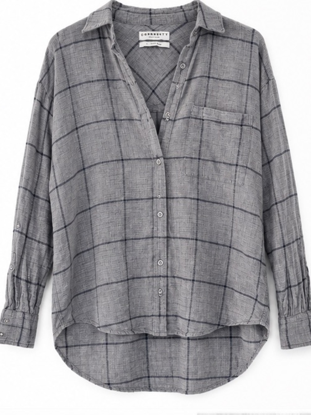 Aritzia Community Cotton Linen Plaid Oversized Shirt Size S